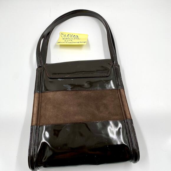 Gucci Brown Patent leather Shoulder Bag Tote Suede 90's Y2K Vintage FLAWED - Picture 5 of 15